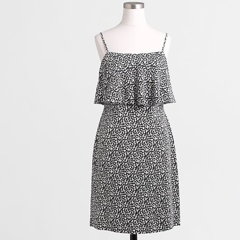 J. Crew Tiered crepe dress in Dot NWT